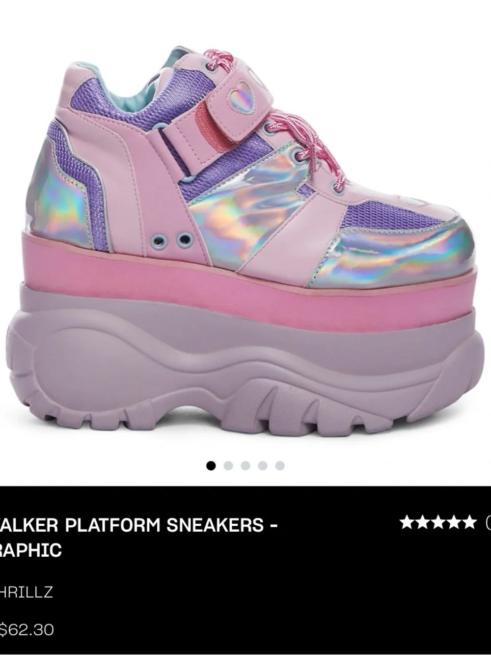 Dolls Kill Pastel Pink Purple Iridescent Platform Sneakers